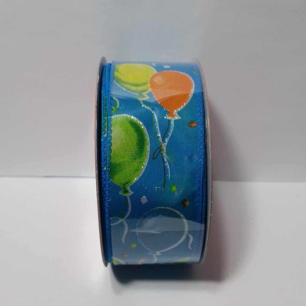 Wired Ribbon 1.5" Blue Balloon